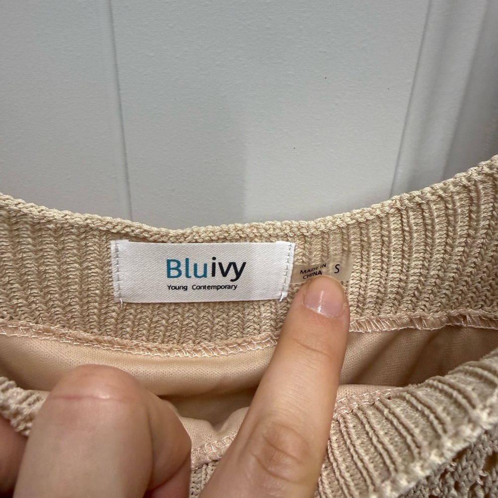 Bluivy Cream Crochet Midi Dress - Picture 2 of 3